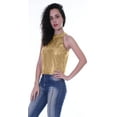 thumbnail image 6 of Moomaya Women Turtleneck Sequin Metallic Top Cocktail Party Halter Tank Top, 6 of 8