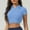 Blue, variant on Hvot&aat Women's Casual Crop Tops Blouse V Neck Short Sleeve Slim Fit Polo Shirt Business Casual Tee for Workout Golf Tennis