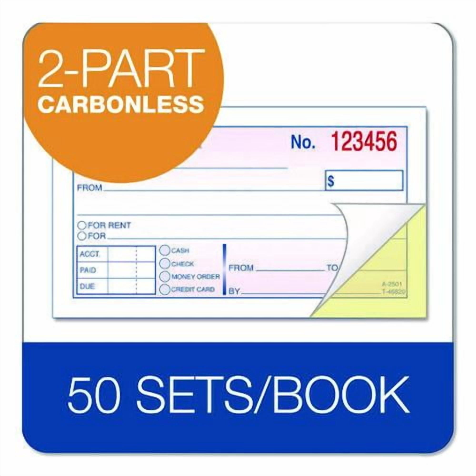 Money/Rent Receipt Book, Two-Part Carbonless, 4.88 x 2.75, 50 Receipts/Book, 3 Books/Pack | Bundle of 2