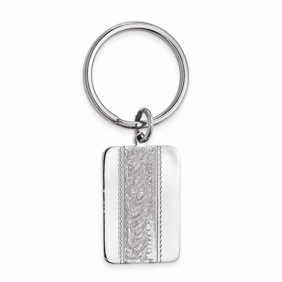 Rhodium-plated Kelly Waters Key Ring with Swirl Pattern Center; for Adults and Teens; for Women and Men