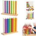 thumbnail image 5 of Wooden Tabletop Color Match Game Rainbow Ring Stacking Puzzle Competitive Family Fun Game, 5 of 9