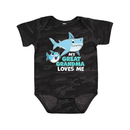 

Inktastic My Great Grandma Loves Me with Cute Sharks Boys or Girls Baby Bodysuit