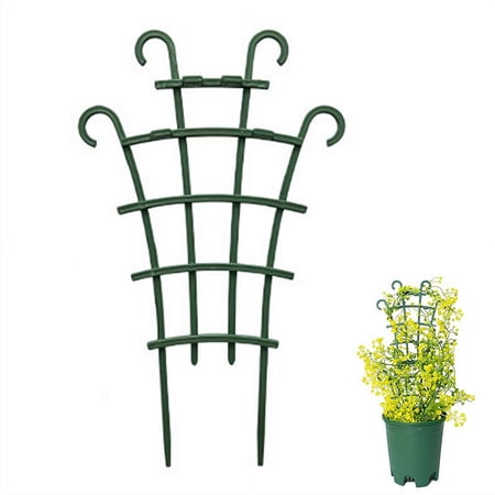 2 Pack Stackable Plant Support Stakes for Indoor Climbing Plants Green Plastic Trellis for Pothos Hoya Ivy Small Potted Houseplants