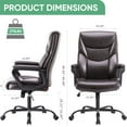 thumbnail image 3 of JOINSUN Home Office Chair, High Back Ergonomic Chair for Office with PU Leather, Fixed Armrests and Wheels, Brown, 3 of 6