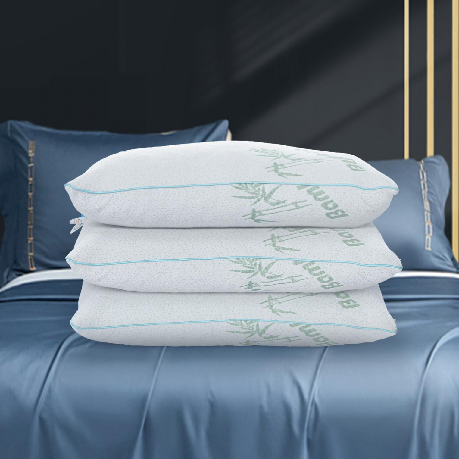Bamboo Pillows for Sleeping, Shredded Memory Foam Adjustable Bamboo Bed