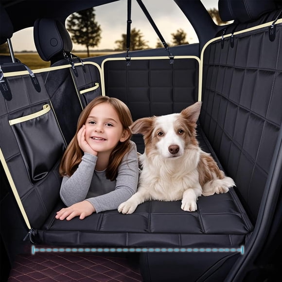 Lassie Back Seat Extender for Dogs, Waterproof Hard Bottom Dog Hammock for Car, Heavy Duty and Antislip Dog Car Seat Cover for Back Seat, Universal S