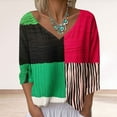 thumbnail image 4 of cocolona Womens Blouses 2025 Trendy V Neck 3/4 Sleeve Tops Fashion Casual Color Block Shirts Lightweight Comfy T-shirt, 4 of 6