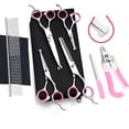thumbnail image 1 of Juego de tijeras de peluquería canina 9, herramienta de aseo profesional para mascotas con punta redonda de seguridad de acero inoxidable, Kit de 5 piezas, rectas, curvas, 1 of 5