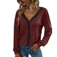 thumbnail image 3 of Vedolay Fall Sweaters for Women Winter Knit Full-Zipper Sweater Slim Fit 2023 Coffee,M, 3 of 5