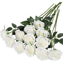 12PCS Artificial Silk Flowers Realistic Roses Bouquet Long Stem for Home Wedding Decoration Party (Black-1)