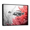 thumbnail image 2 of Designart "The Monochrome Paddle Of Pink And White Fish" Coastal Coral Under Water Floater Framed Wall Art Living Room, 2 of 5