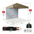 thumbnail image 3 of CROWN SHADES Canopy Tent, 8 x 8 Foot Portable Pop Up Outdoor Shelter with 1 Sidewall, Easy 1 Push Center Lock, UV Protection, and Carry Bag, Beige, 3 of 6