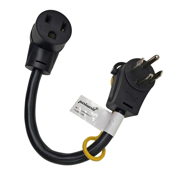 Parkworld 79360 Dryer Piggy-Back Adapter Splitter Cord NEMA 14-30P to 14-30R 30A 125V/250V & 6-50R 30A 250V 1.5 Feet