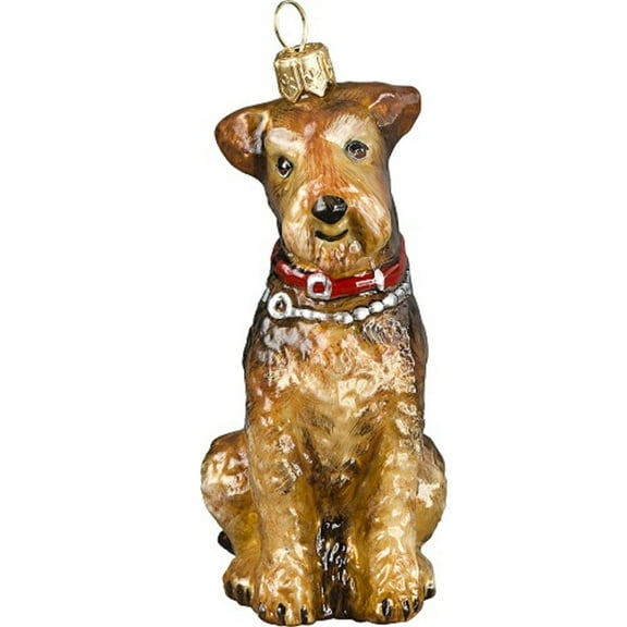 Airedale Dog Polish Blown Glass Christmas Ornament Decoration Made in Poland