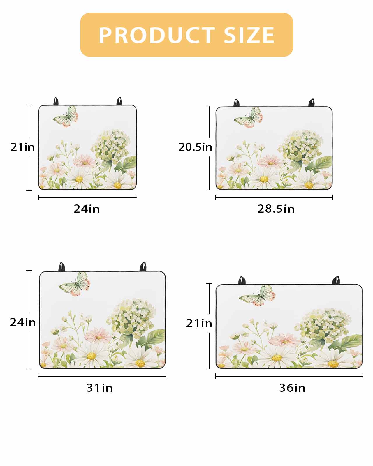 nqOlkjepod Large Induction Cooktop Protector Mat 24"x21", White Spring Floral Stove Top Covers for Electric Stove, Farmhouse Flower Summer Botanical Stove Burner Cover Mats, Glass Top Stove Cover