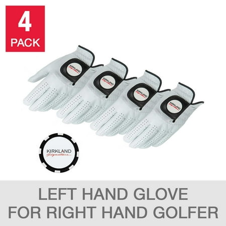 Kirkland Signature Left Hand Leather Golf Glove with Ball Marker, 4-pack SIze