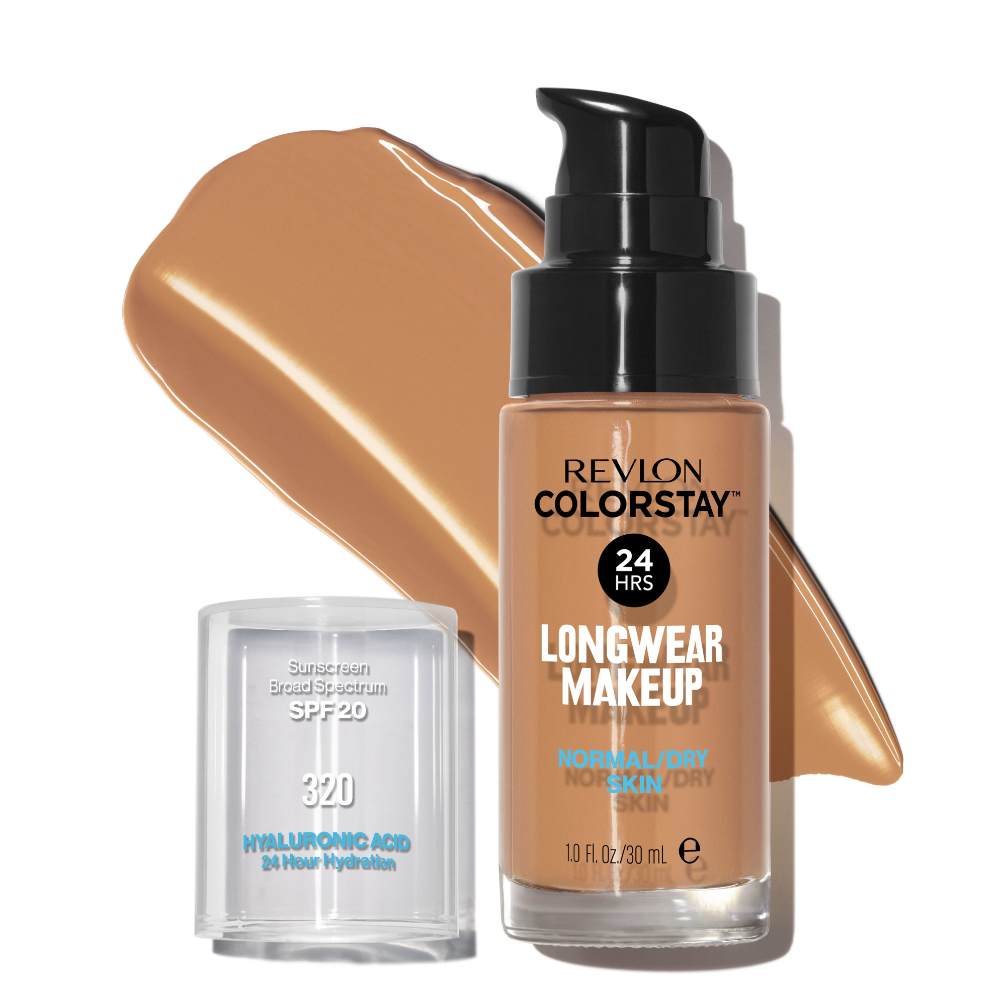 Revlon ColorStay Liquid Foundation Makeup, Normal/Dry Skin, SPF 20, 320 True Beige, 1 fl oz. - image 4 of 12