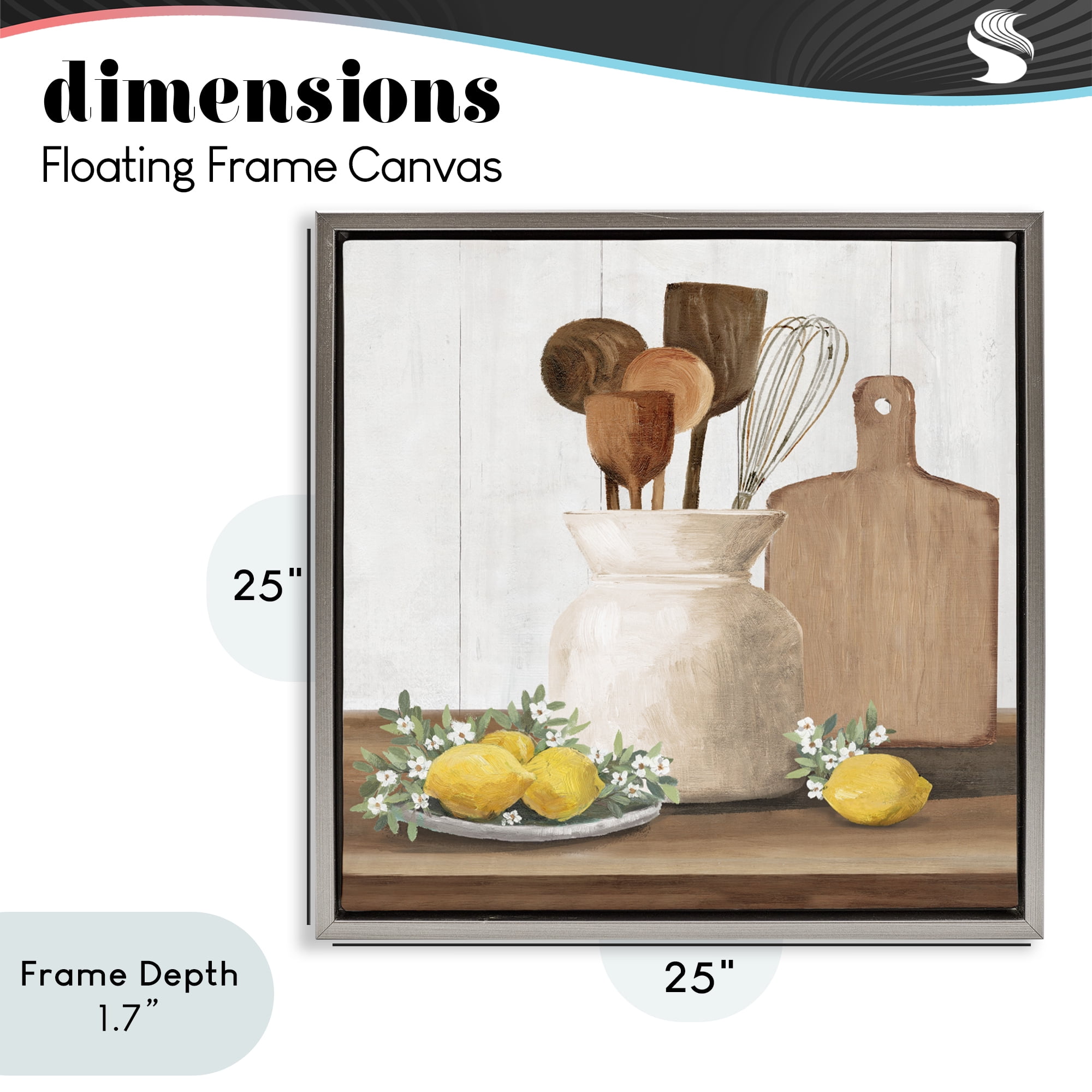 Stupell Industries Country Kitchen & Lemons Gray Framed Floater Canvas Wall Art, design by White Ladder