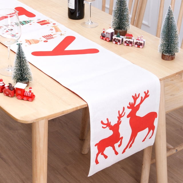 ¡Ahorra con los Mejores Precios!, Bandera de mesa navideña de lino doble con estampado creativo, mantel de muñeco de nieve, ambientes, decoraciones navideñas Akmoler