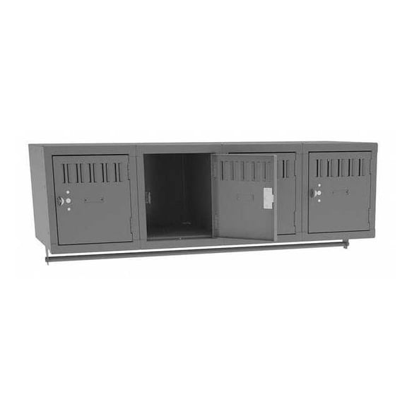 Wall Mount Box Locker, 48 in W, 18 in D, 12 in H, (1) Tier, (4) Wide, Gray
