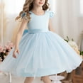thumbnail image 2 of Gubotare Toddler Girl Tutu Dress Toddler Girl Tulle Dress Summer Ruffle One Shoulder Sleeveless Birthday Party Princess Dresses (Blue,Size 6-7 Years), 2 of 4