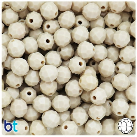 BeadTin Dark Ivory Opaque 10mm Faceted Round Plastic Beads (225pcs)