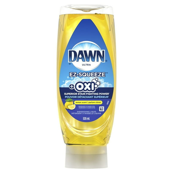Savon à vaisselle Dawn Ultra + Oxi EZ-Squeeze, Détergent à vaisselle liquide, Citron, 535 mL 535 ml