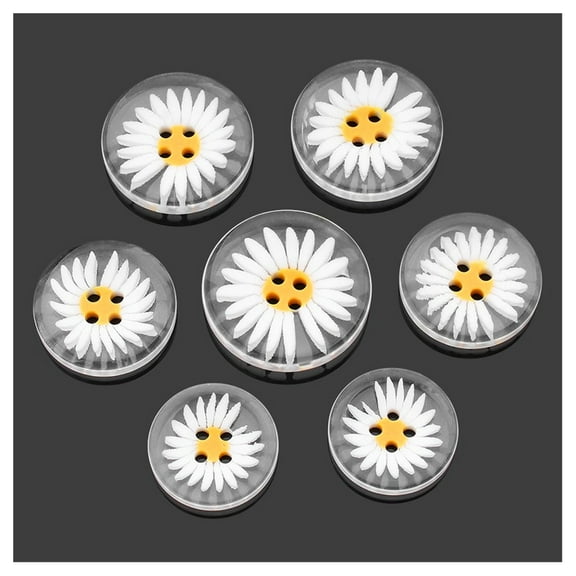 10Pcs Resin Buttons for Sewing DIY Handicraft Size Range 11.5mm to 30mm, Daisy Design, Perfect for Crafts and Buttons for Sewing Projects