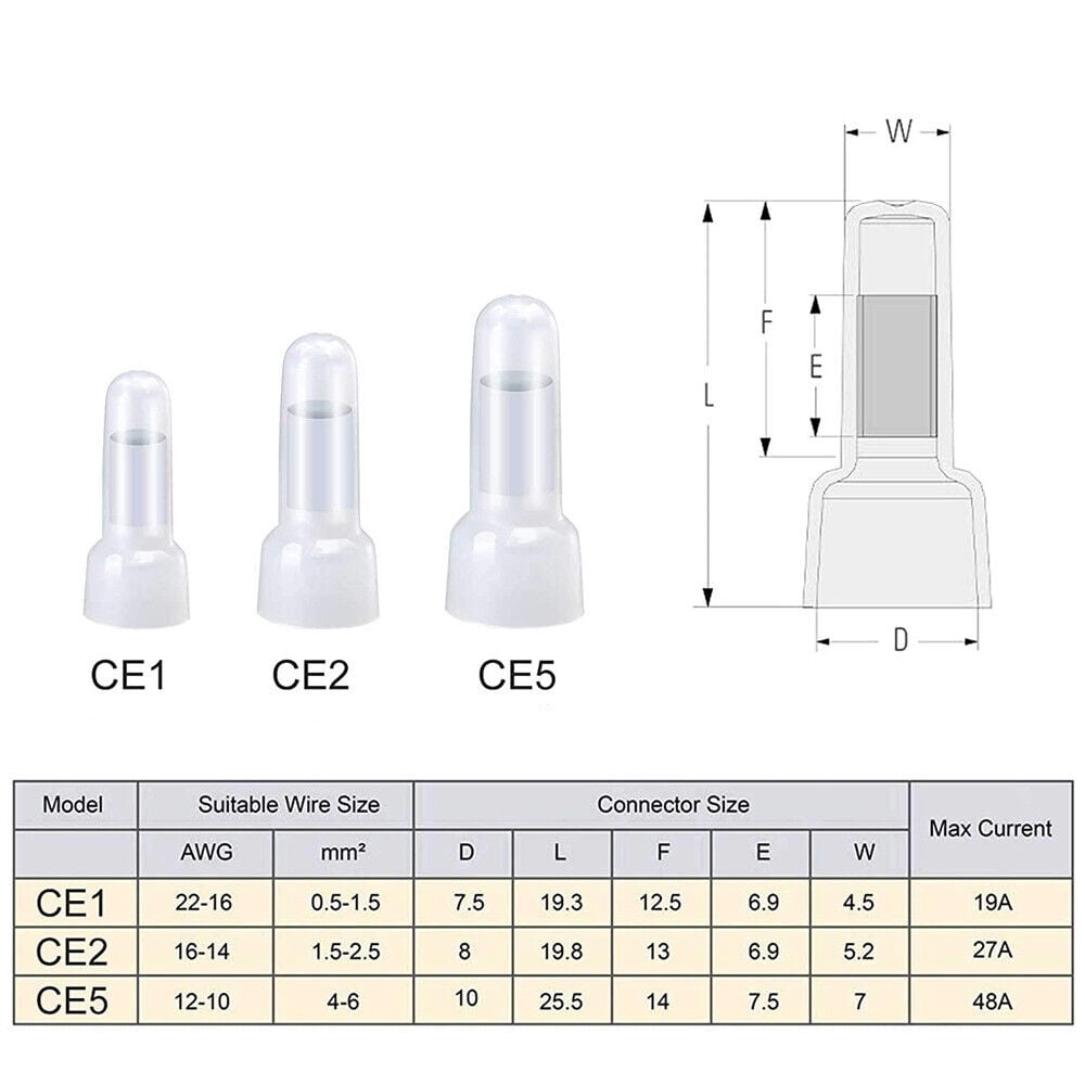 700PCS AWG22-16/16-14/12-10 Transparent Closed End Crimp Cap Wire Connectors Kit