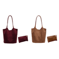 thumbnail image 1 of Bolso Mano Gamuza Sintética Hombro Holgado Sólido para Mujer El (Borgoña), 1 of 8