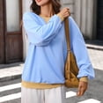 thumbnail image 6 of QIYAGBSA Color Block Crew Neck Tops for Women, Long Sleeve Loose Pullover Sweatshirt with Contrast Detail, Casual Spring Fall Streetwear, 6 of 8