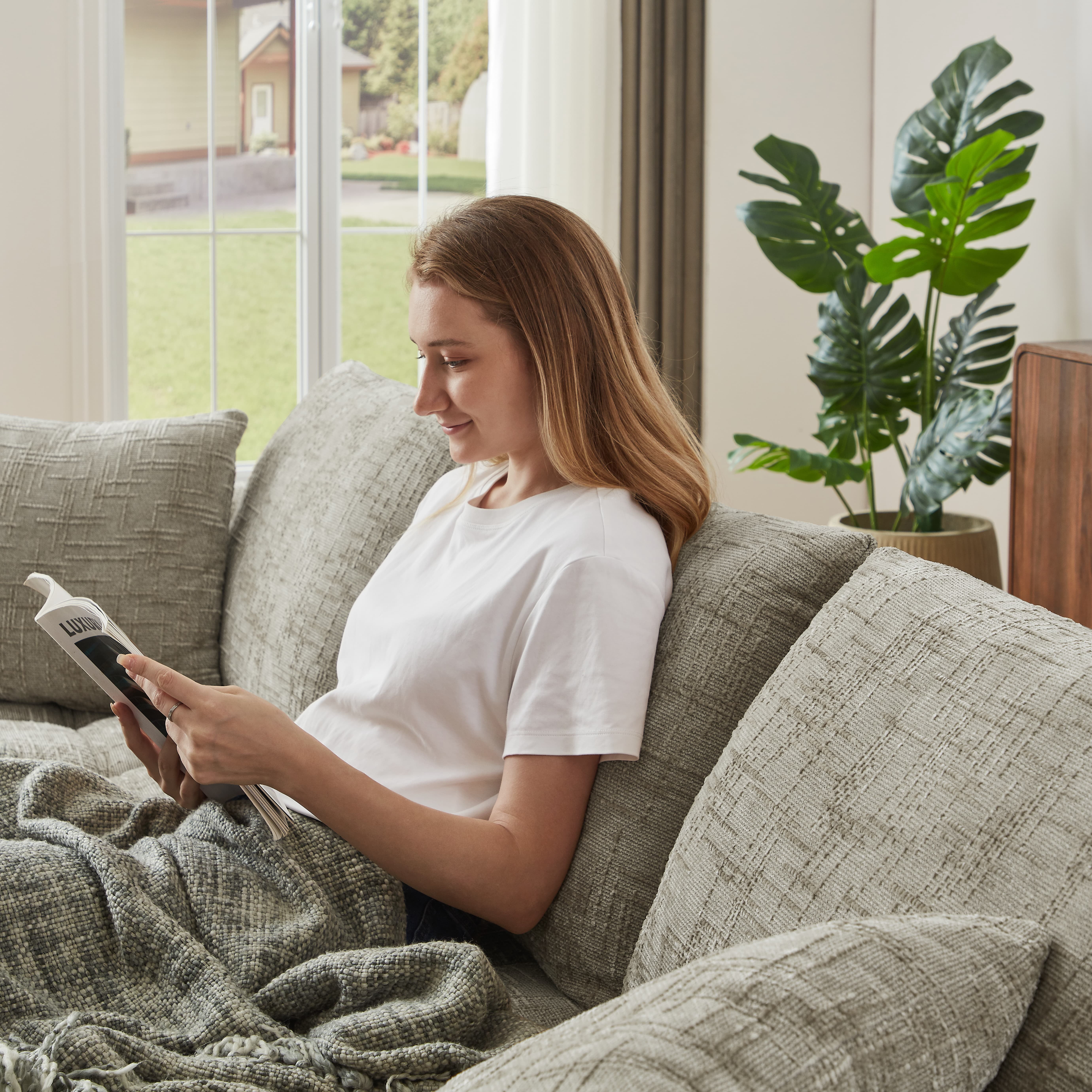 MAYEERTY 108.3" Khaki Chenille L-Shaped Modular Sectional Sofa, Pocket Spring No Assembly Couch for Living Room Apartment