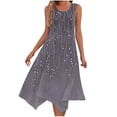thumbnail image 2 of Ovzne Robes d'Été pour Femmes Robe pour Femme Mode Été Plage Imprimé Poches Débardeur Col Rond Sans Manches Robes d'Été Liquidation, 2 of 7