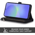 thumbnail image 3 of Asuwish Phone Case for Samsung Galaxy A36 5G Wallet Cover With Tempered Glass Screen Protector Crossbody Wrist Strap Flip Pattern Zipper Credit Card Holder Cell A 36 36A LTE SM-A366U Women Men Black, 3 of 7
