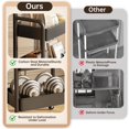 thumbnail image 4 of Carrito utilitario MASHART de metal con 3 niveles y cubierta de madera, 4 of 7