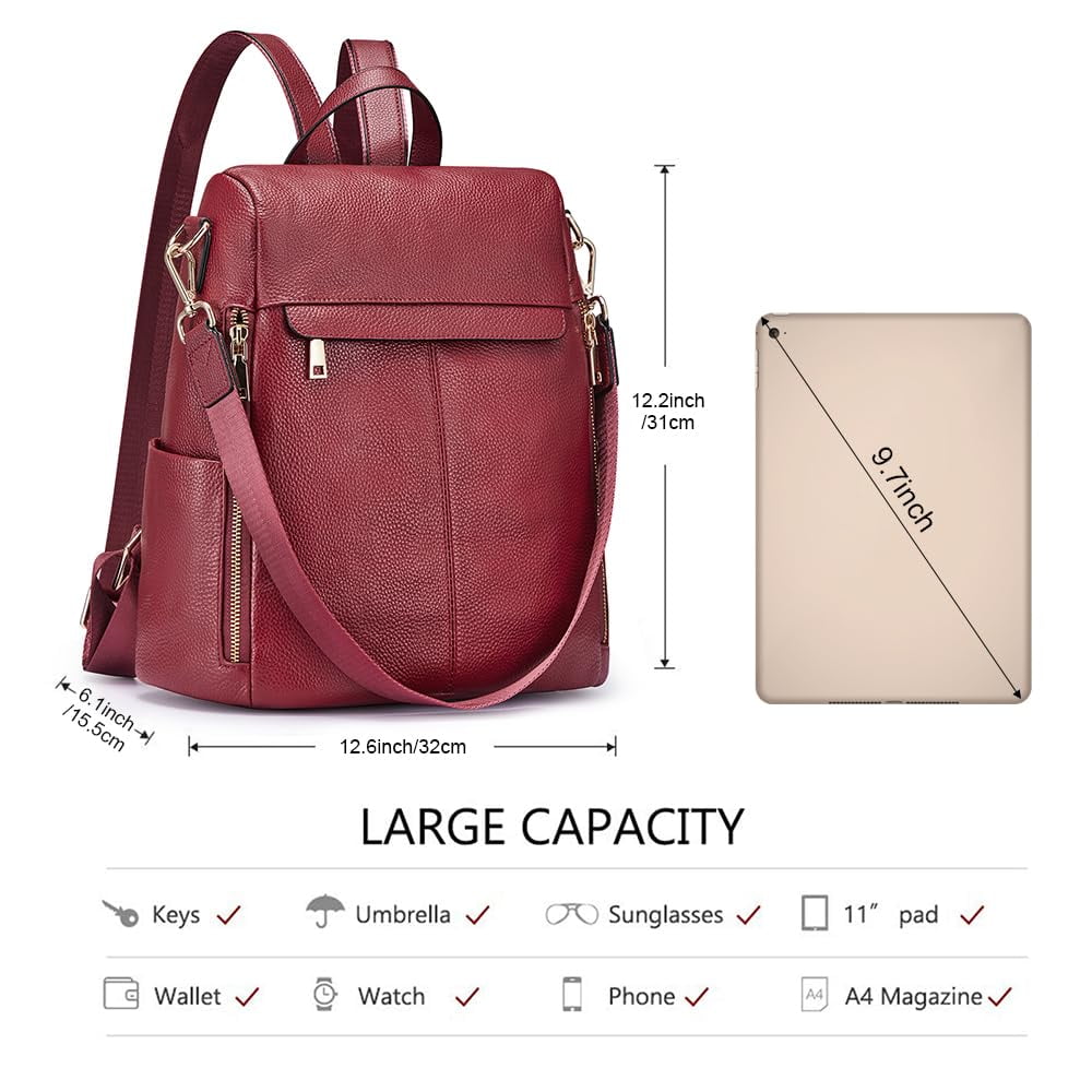 Kattee Women's Anti-Theft Backpack Purse Genuine Leather Shoulder Bag Fashion Ladies Satchel Bags