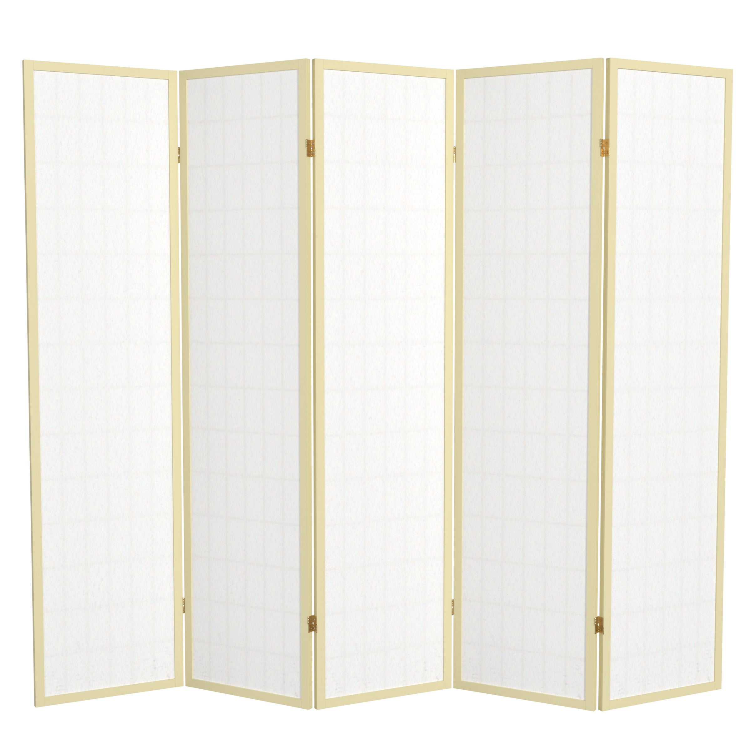 Red Lantern 6 ft. Tall Ivory Window Pane Shoji Screen - 5 Panels