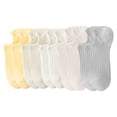 thumbnail image 1 of Calcetines finos para mujer, calcetines bajos transpirables de cintura baja, calcetines de algodón de color sólido para mujer, amarillo huevo + blanco crema + blanco + beige + gris claro, 1 of 5