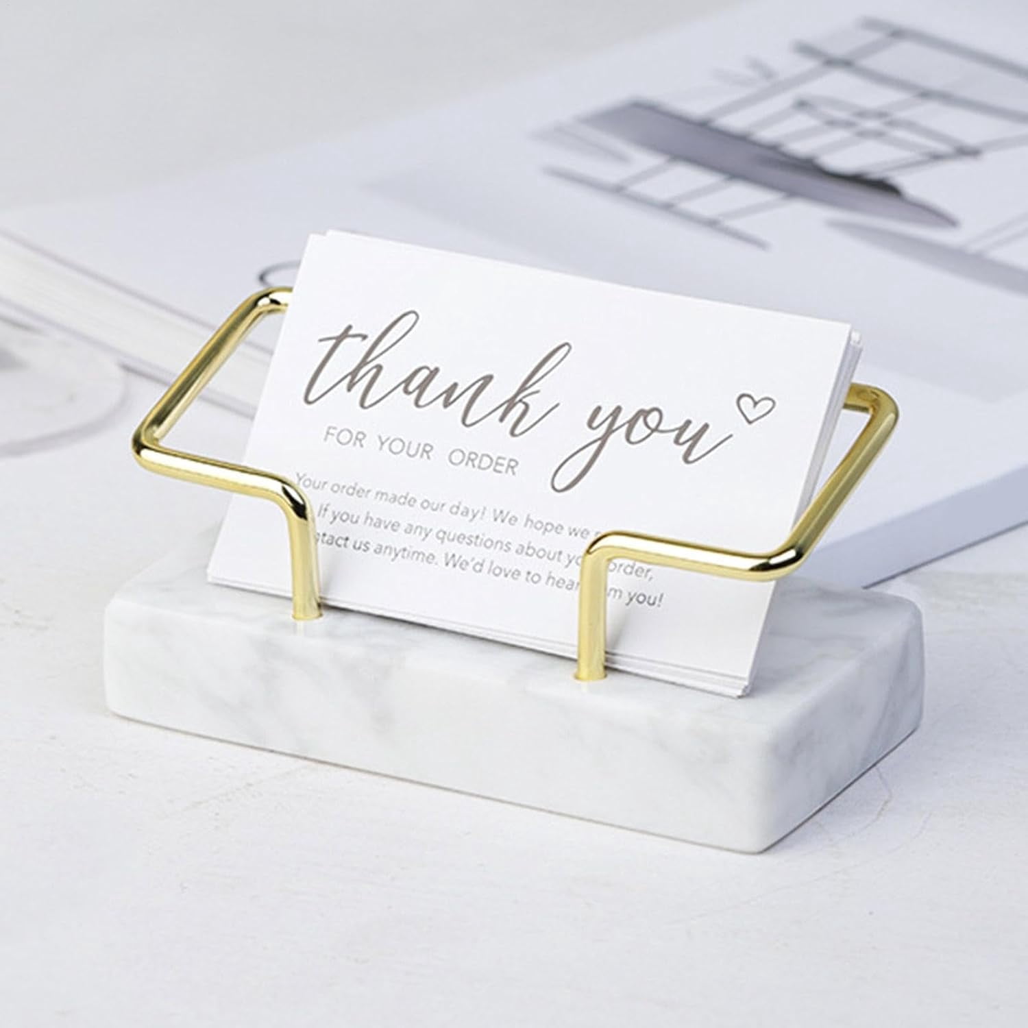 ABPETE Elegant Marble Business Card Holder,Modern Desk Organizer & Home Decor Display, Unique Office Accessory & Gift for Workspace