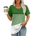 thumbnail image 4 of Dolkfu Tunic Tops for Ladies Short Sleeve Casual Loose Fit Color Block Striped Tunic Tops Tunic Blouses for Women，XL, 4 of 7