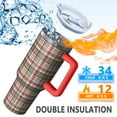 thumbnail image 5 of Red and Green Christmas Plaid Pattern Tumbler with Handle and Lid,40oz Double Wall Vacuum Insulated Tumbler,Cups Gift for Women and Men, 5 of 7