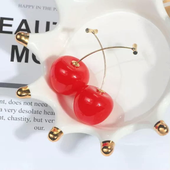 HOOUN 1 Pair Cute Dangle Cherry Earrings Fashion Drop Jewelry Charm Pendant -red big