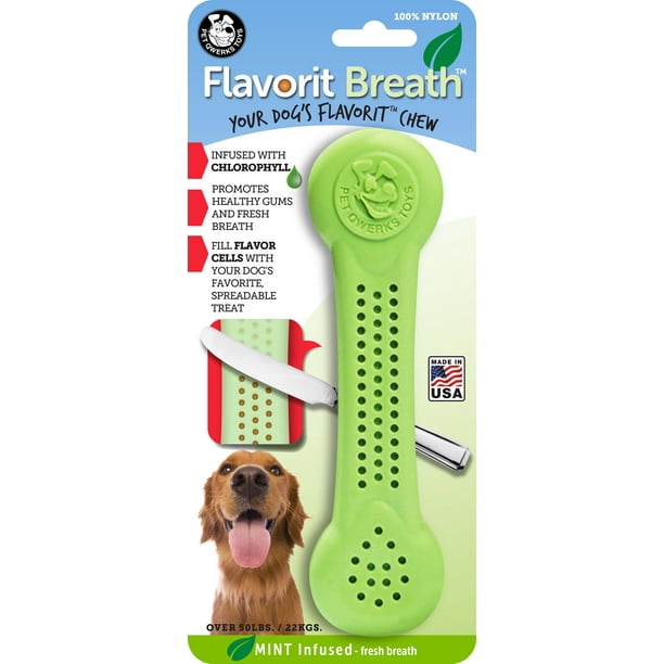 Pet Qwerks Flavorit Nylon Dog Bone Chew Toy, Breath/Mint Flavor, Extra