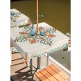 thumbnail image 2 of Outdoor Tablecloth with Umbrella Hole for Patio/Picnic/Party/Camping, Geometric Flowers Waterproof Table Cloth Square Cover Washable, Modern Abstract Colorful Floral on Linen (54"x 54"), 2 of 9