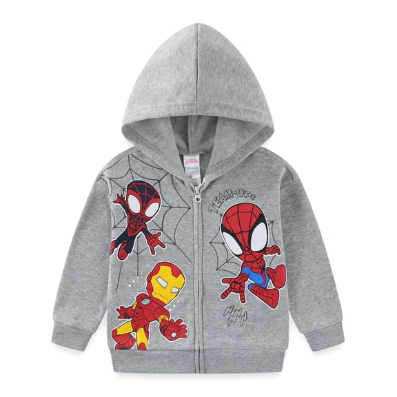 Marvel Spider-Man Miles Morales and Iron Man Zip-Up Hoodie (Boys), Sizes 2T-6