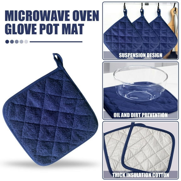3 PCS Microwave Oven Gloves Kitchen High Temperature Anti-Scalding Thick Cotton Gloves(7.1Inch×7.1Inch,B)