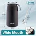 thumbnail image 2 of JUSTLET 24 oz Insulated Stainless Steel Food Jar, Thermos W/ Folding Spoon and Cup, Black, 2 of 9