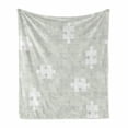 thumbnail image 1 of Grey Soft Flannel Fleece Throw Blanket, Abstract Puzzle Patterns in Simple Background Shabby Mosaic Ornament Idea Kids Children, Cozy Plush for Indoor and Outdoor Use, 70" x 90", Grey, by Ambesonne, 1 of 5