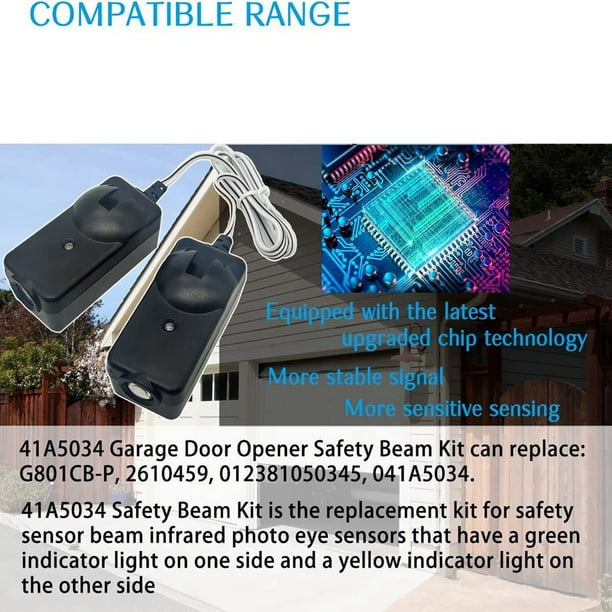 📡 Par De Sensores De Puerta De Garaje 41A5034 | Compatible Con Chamberlain/Liftmaster – ABS Negro