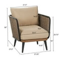 thumbnail image 3 of Christopher Knight Home Modern Outdoor Wicker Lounge Chair with Waterproof Cushions, Metal Frame, Beige, Set of 2, 3 of 11